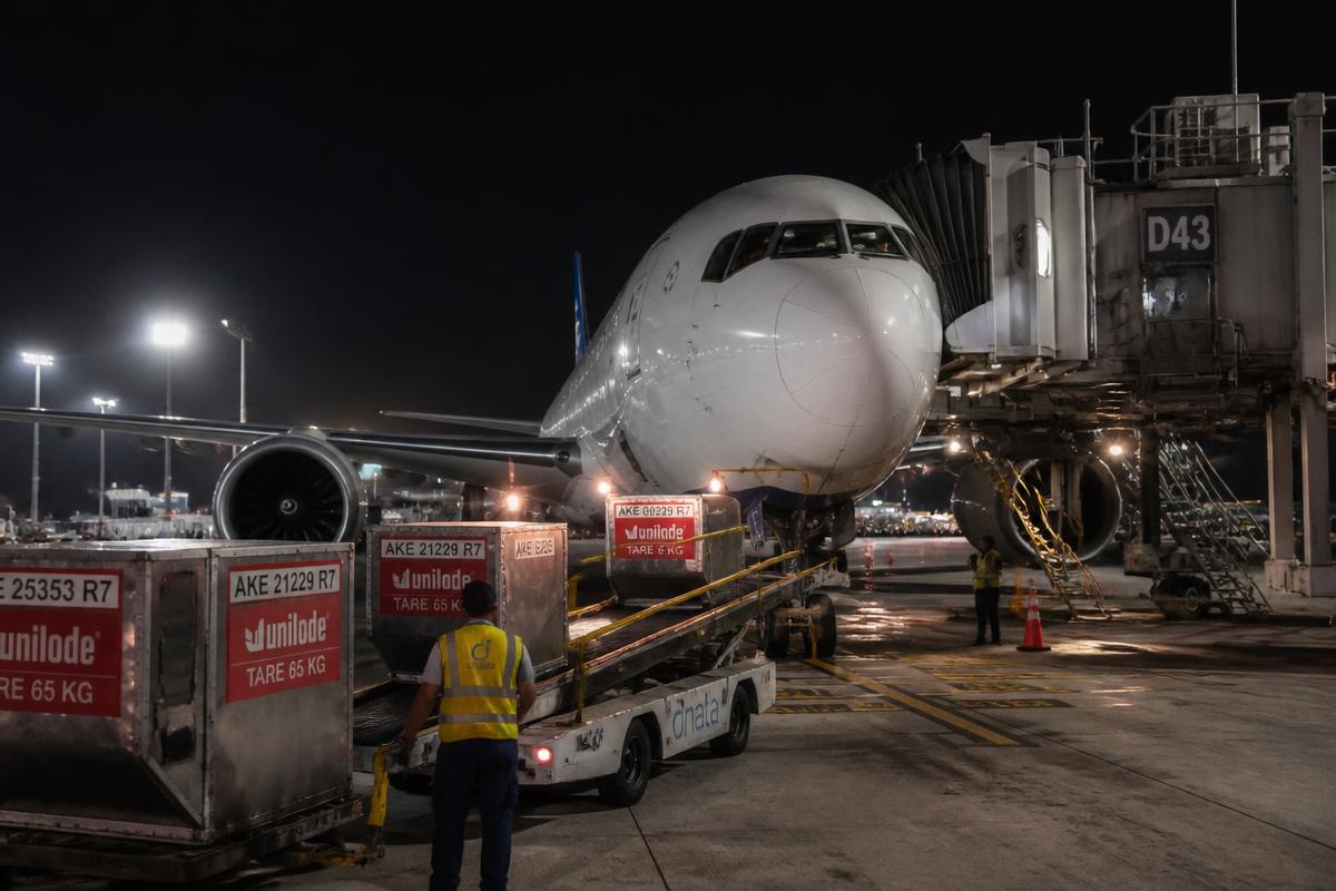 Indian airport cargo terminal and aircraft for domestic mortuary air transportation